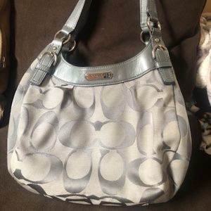 Grey & Silver Coach Shoulder Bag